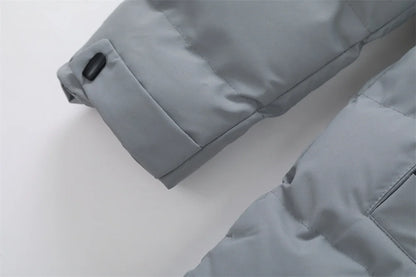 New Winter Men's Mid-Length Cotton-Lined Coat Business-Casual Windproof Warmth Fashionable Hooded Jacket Stylish Menswear.