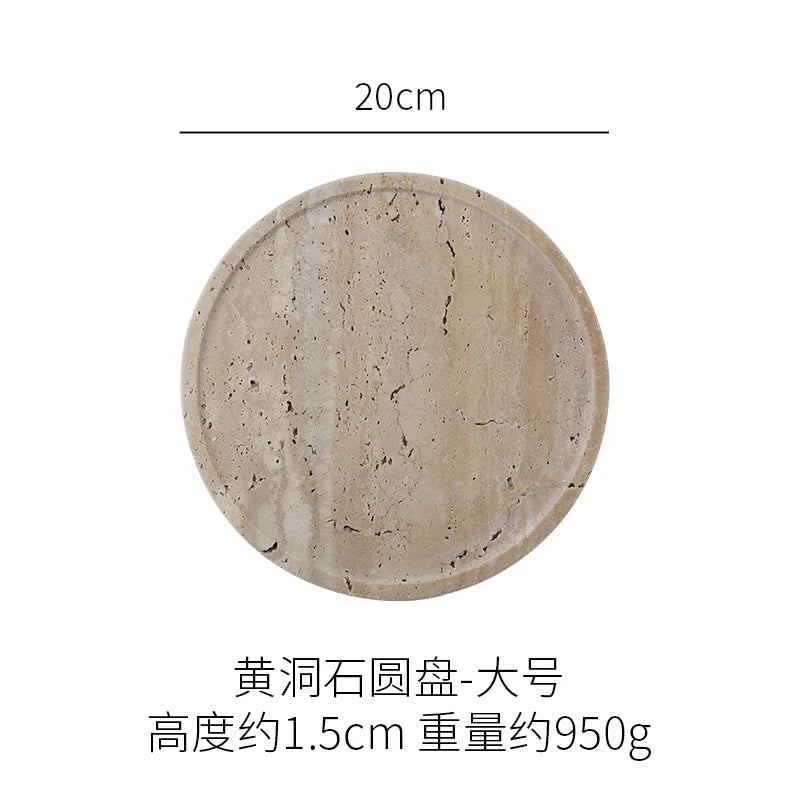 Minimalism Marble Tray for Perfume Candles Jewelry Travertine Stone Vanity Tray for Dresser Countertop Coffee Table Serving
