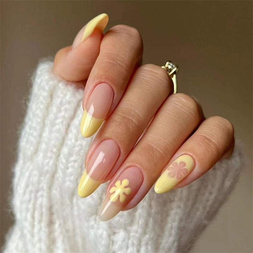 24Pcs Manicure Wearable Fake Nails Ballerina Removable Coffin Fake Nails Finished Women Girls Almond False Nails Art Decoration.