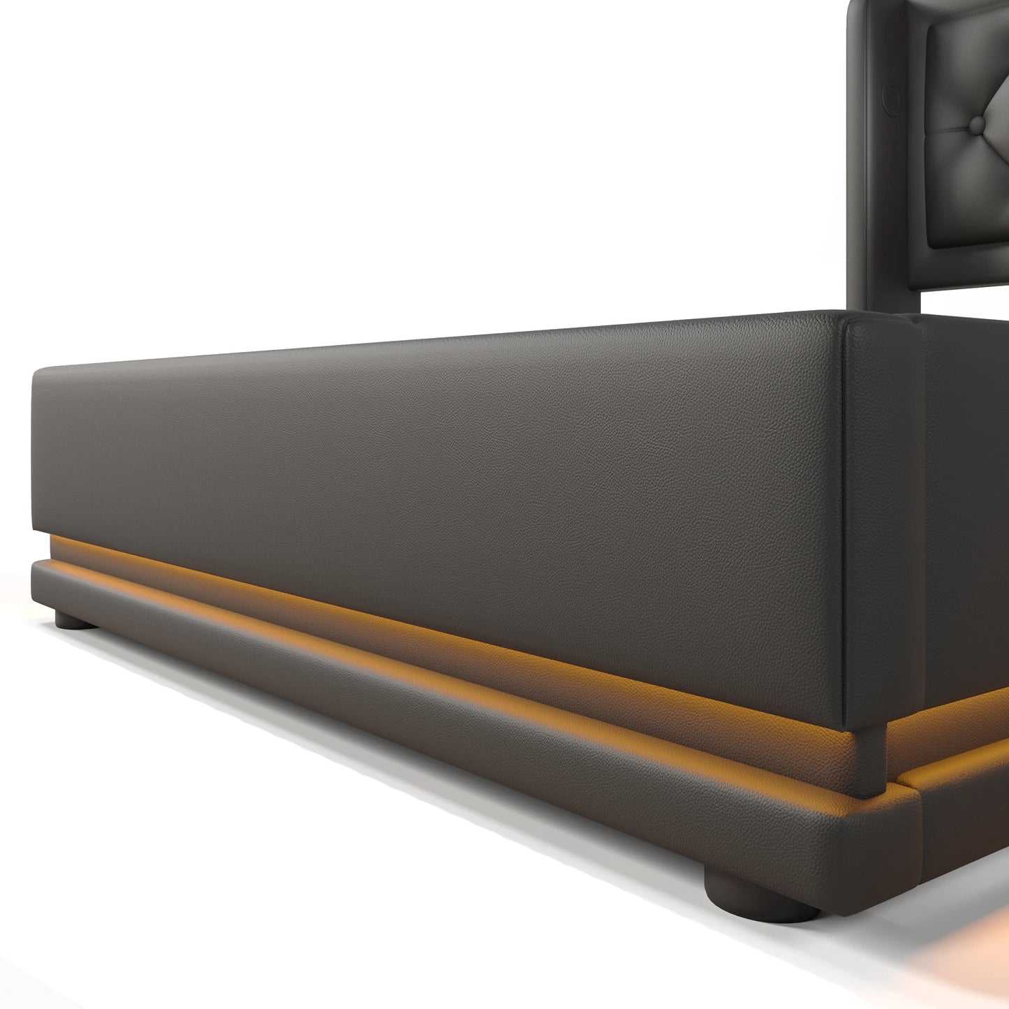 KOMHTOM PU-Material Hydraulisches Stauraumbett, mit USB Typ-C Ladefunktion, 3-seitige LED-Funktion, ohne Matratze