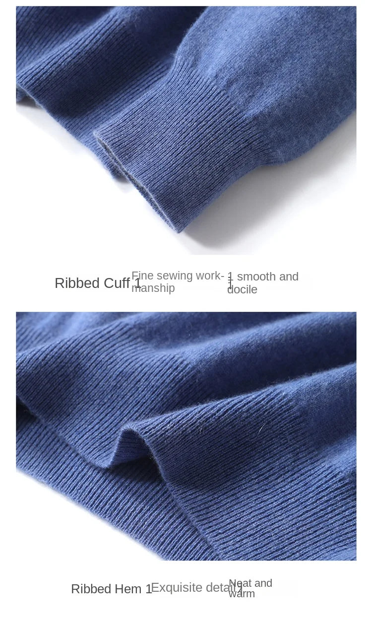 100% Pure Merino Wool Men's Semi High Neck Pullover Solid Color Plus Size Casual Sweater Autumn And Winter Sports Cashmere Top