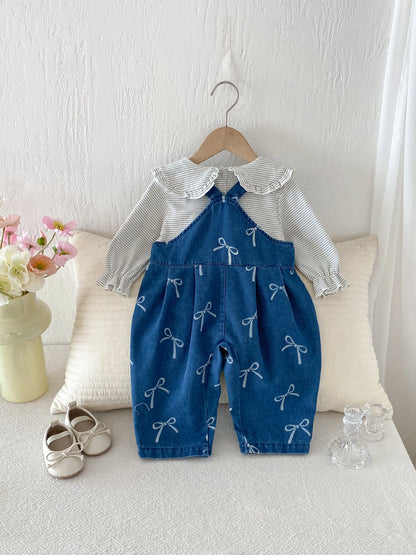 Baby Kleidung Herbst Neue Set, Kinder Koreanische Denim Overalls Zwei-stück Set, Ein Jahr Altes Baby Herbst Outfit.