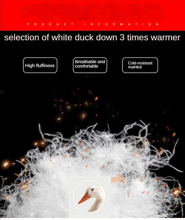 Men's Winter Pants Duck Down Padded Pants Thick Warm Black Loose Jogger Windproof High Waist Elastic Thermal Down Trouser Male.