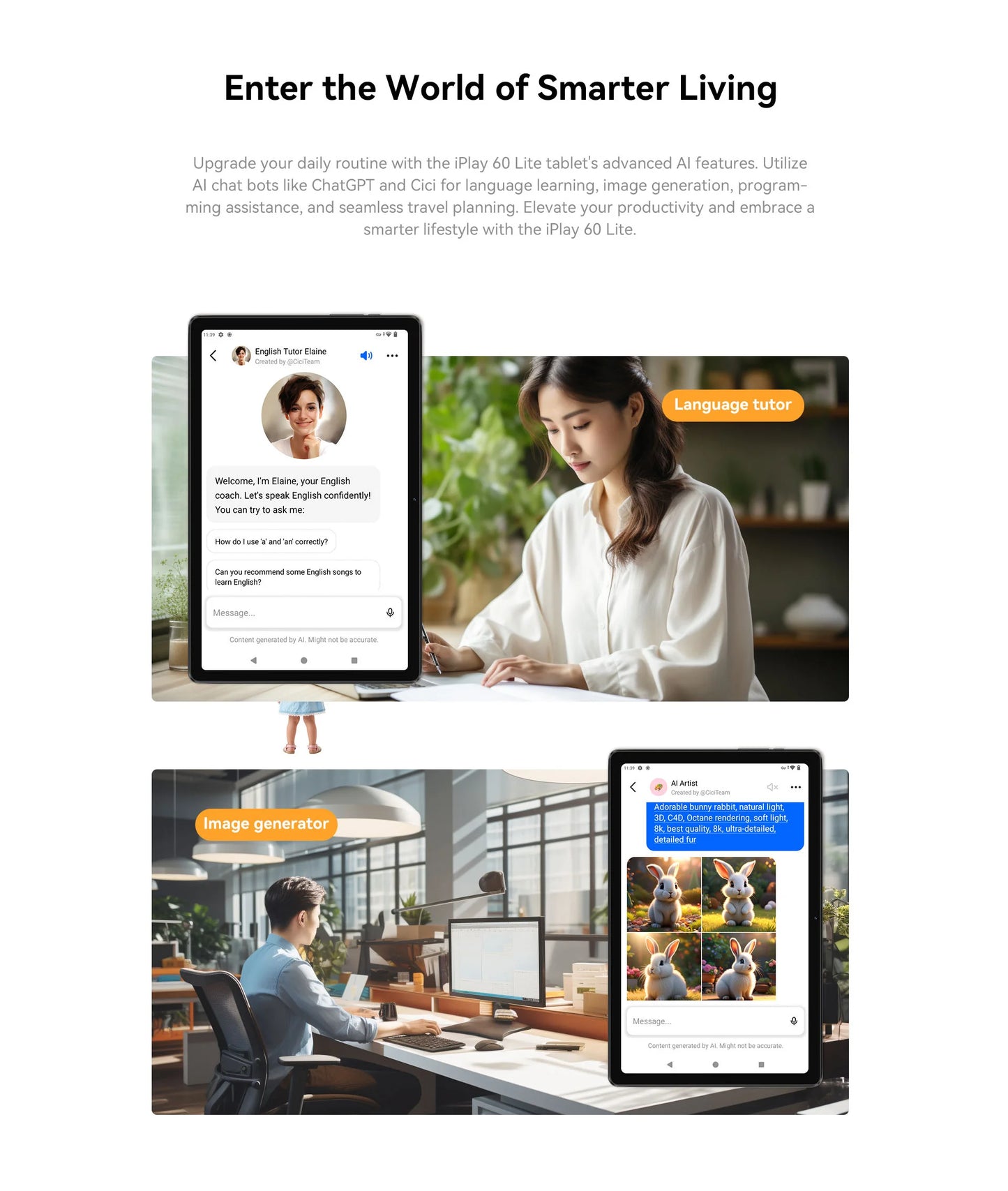 ALLDOCUBE iPlay60 Lite Tablet 10.95" 60Hz Display Unisoc T606 12GB(4GB+8GB Virtual)RAM 128GB ROM 4G LTE 8000mAh Android 14.
