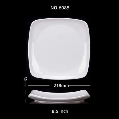 Melamine White Dinner Plate Fast Food Square Dishes School Rice Meal Serving Trays Cheap Hotel Table Decoration and Accessories.