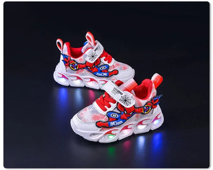 Disney Fashion Spiderman Baby Boys Sneakers Spring/autumn Children's Shoes Lighted Sneaker Trendy Kids Boy Sports Casual Shoes.