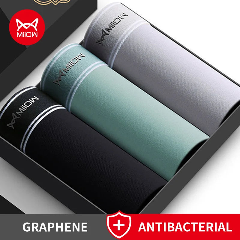 MiiOW 3Pcs Baumwolle Herren Höschen männer Unterwäsche Atmungsaktive Mann Boxershorts Graphene Antibakterielle Männer Unterhose Männer Boxer Trunks