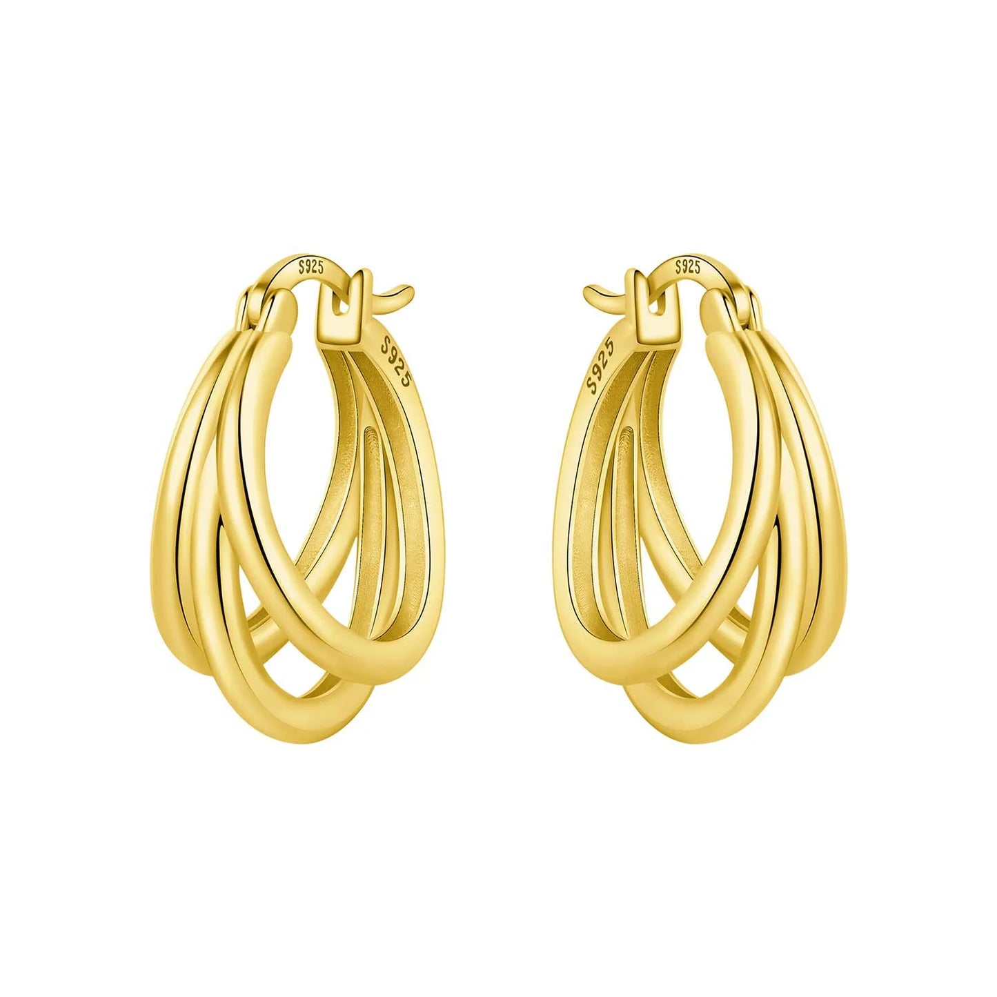 Original 2025 S925 Sterling Silver Zircon 18K Gold Lining Vintage Hoop Earrings for Women Birthday Party Wedding Gift Jewellery