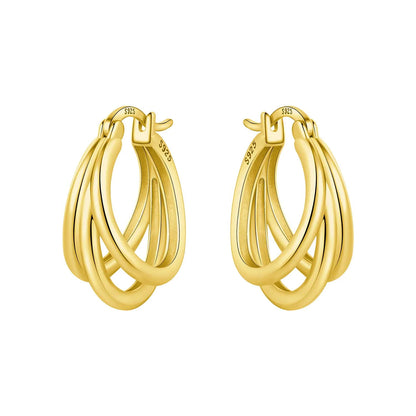 Original 2025 S925 Sterling Silver Zircon 18K Gold Lining Vintage Hoop Earrings for Women Birthday Party Wedding Gift Jewellery