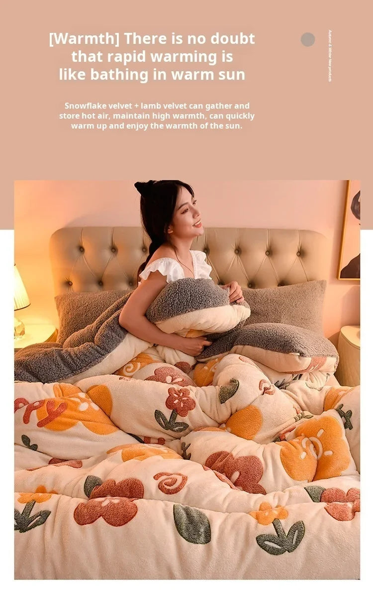 Home Quilts Milk Doublesided Velvet Thickened Warm Spring and Fall Quilt Lamb's Wool Quilt Core Bettdecke 200x230.