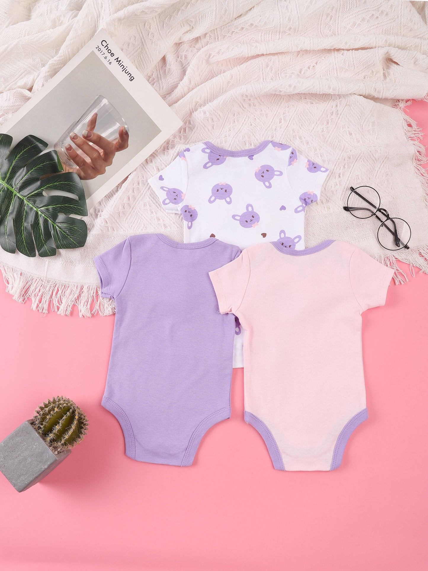 3PCS Sommer Jungen und Mädchen Nette Muster Hoodie Set Kurzarm Dreieck Overall Neugeborenen Baumwolle Bequeme Overall Pyjamas