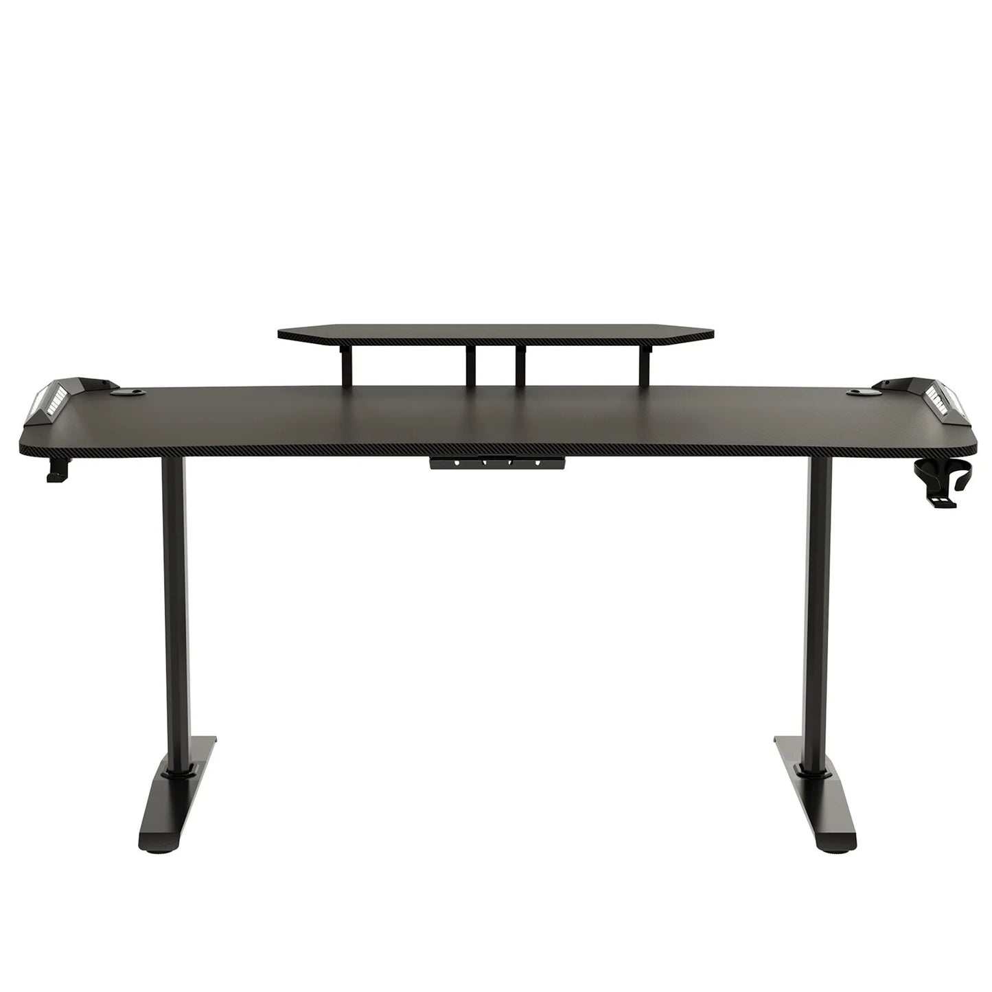 Jumbo-Gaming-Schreibtisch mit Monitor regal, großer PC-Computer tisch mit LED-Beleuchtung, Spieltisch-Gamer-Schreibtisch für Schlafzimmer, Home-Office