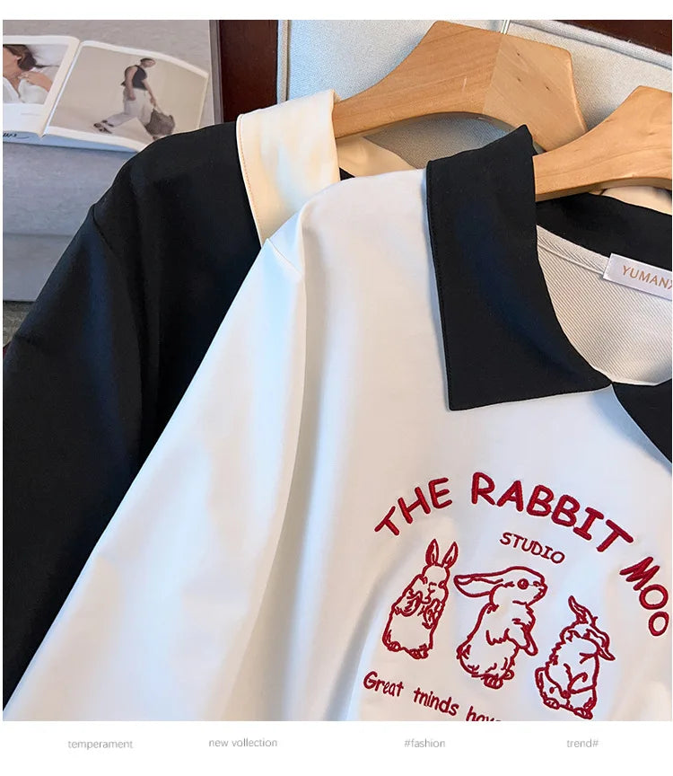 175kg plus size Damen büste Frühling Herbst lose besticktes Sweatshirt schwarz weiß groß 5xl 6xl 7xl 8xl 9xl.