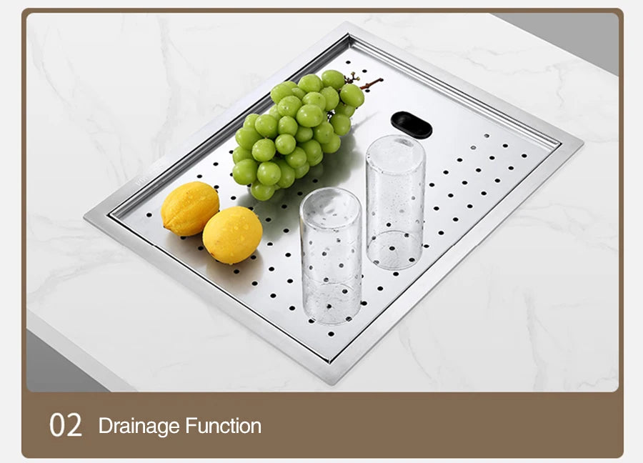 SUS 304 Island Hidden Kitchen Sink Rice Grain Embossing Prevent Scratches Handmade Bar Counter kitchen Sink With Cup Rinser