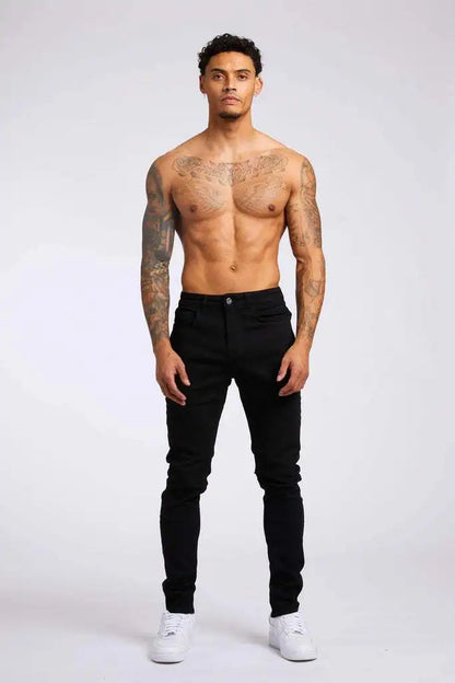 New Style of Denim Men's Jeans Cross-border Ins Trendy Black Slim High Waist Denim Pants Men.