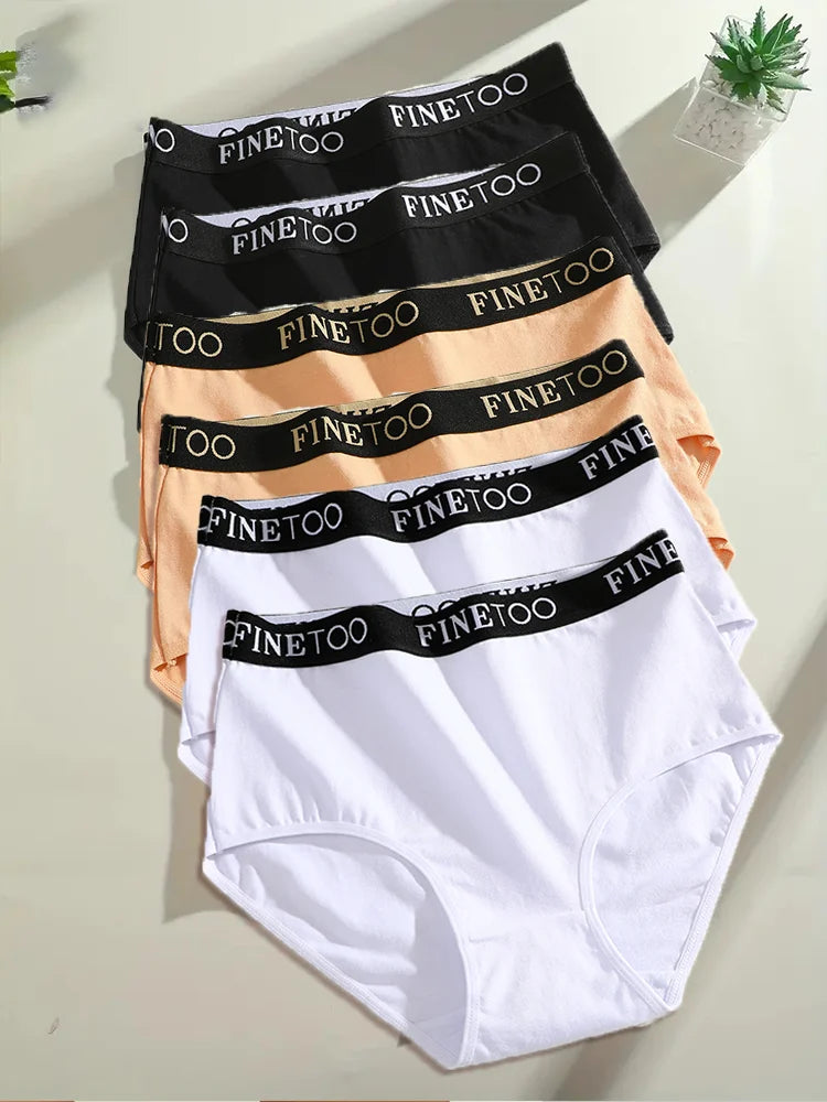 Finetoo 6Pcs/Set Women's Seamless Cotton Briefs Women Plus SizePanties Breathable Underwear Female Low Waist Soft Lingerie S-XXL