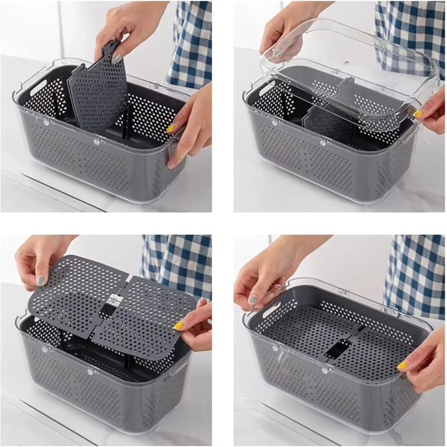 12/22 in 1 Multifunctional Vegetable Cutter Manual Food Chopper Potato Shredder Vegetable Slicer with Container Kitchen Gadget.