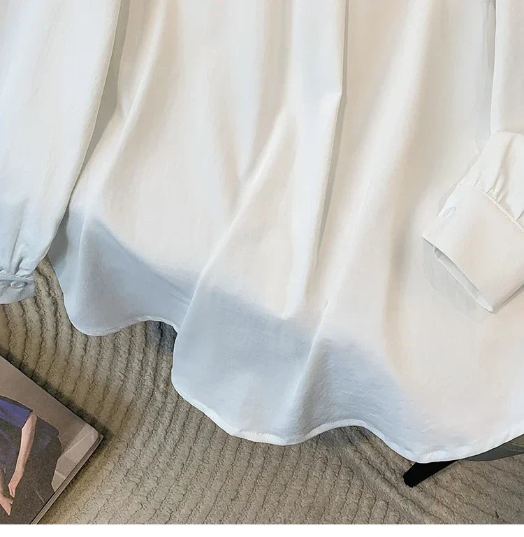 Plus Size Women's Blouses 2025 Spring Autumn Simple Lady Shirts Long Sleeve Big Pockets Shirt Loose Casual Tops