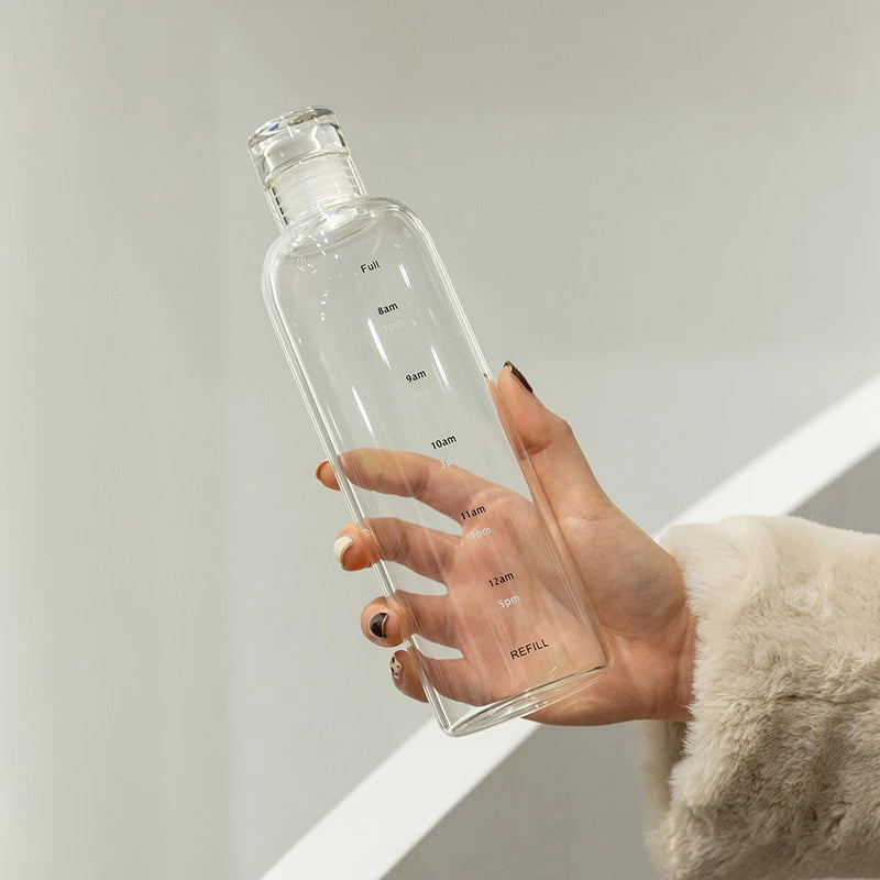 Newest Water Cup Sport Water Bottle With Time Scale Couple Plastic Portable Water Container Anti-drop Outdoor Water Bottle.