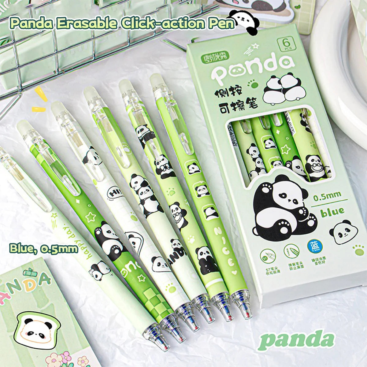 Capybara löschbare Stifte, 6 Stück, nachfüllbare Tinte, Gelstift, wischfrei, niedliches Tier, Schulbedarf für Studenten, Büro, Schreibwaren, Geschenke.