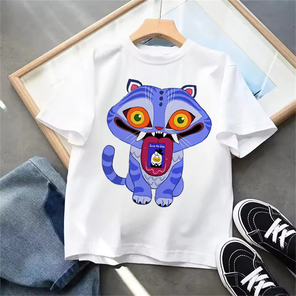 Summer 2025 New KPop Demon Hunters Kids Girls Boys T-shirt Children's Clothing T Shirt Casual O-Neck Short Sleeve Tops.