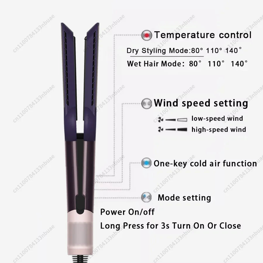 2 IN 1 Professional Hair Straightener & Hair Dryer Heat-Up Hair Flat Iron Negative Ion Iron Long-Lasting Styling Tool