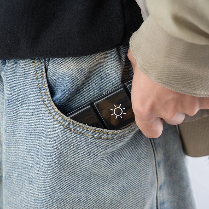 Weekly 6/7/8/10/21 Grids Pill Box Medicine Organizer Black Plastic Storage Box Container Portable Pill Case.