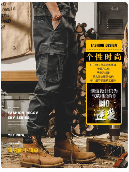 ARENS Techwear Cargo Pants Men Black Cargo Trousers Male Vintage Japanese Streetwear Hip Hop Pockets Casual Safari Style Loose.