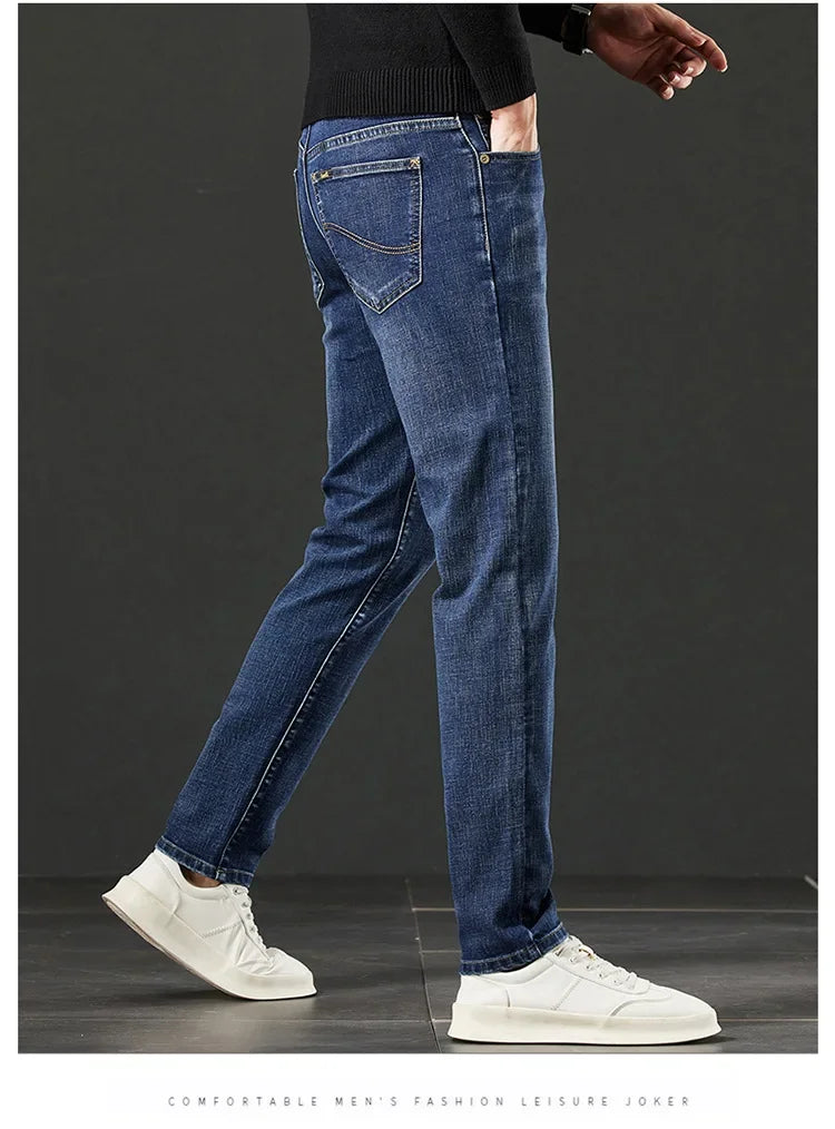 Lee Dex Jeans Men's Autumn/winter New Loose-fit Straight-leg Versatile Mid-age Men's Wear Business Casual Long Pants.