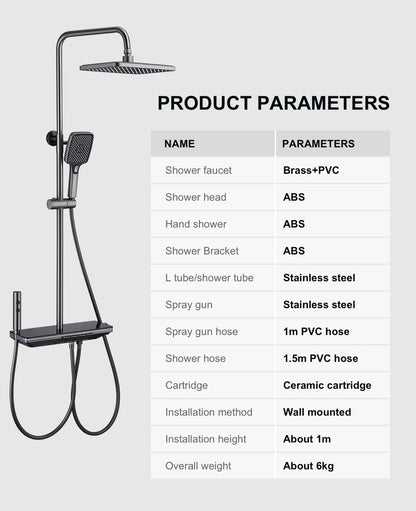VGX LED Digital Shower System Modern Bathroom Temperature Display Shower Faucet Set Rainlfall Bathroom Mixer Bidet Shower Set