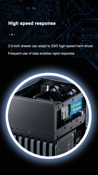 JONSBO N3 NAS Mini Case All-In-One Aluminum ITX Chassis 8 Hard Disk Location Support 130mm CPU Cooler 250mm Graphics Card.