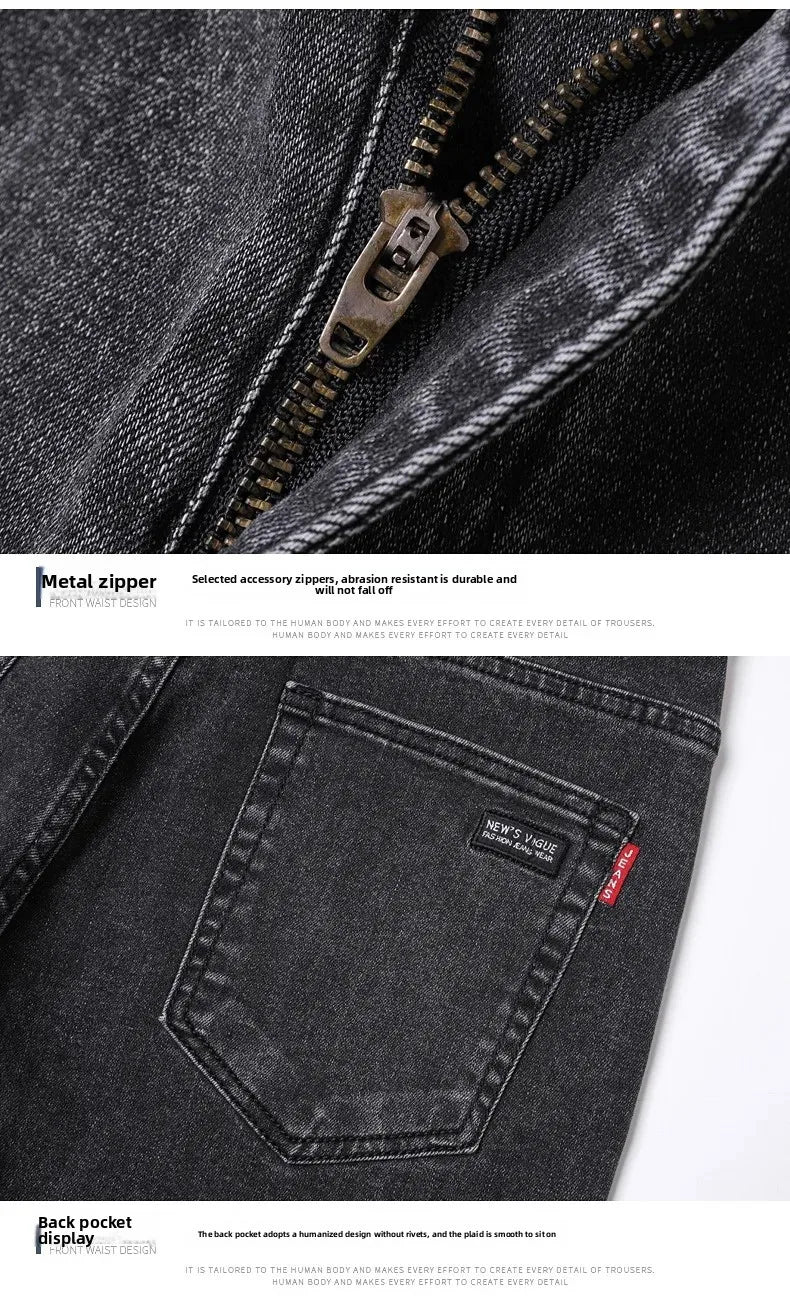 Slim Fit Casual Men's Jeans Youth Straight Leg Regular Business Elastic Long Trousers Autumn New Arrival from Mainland China