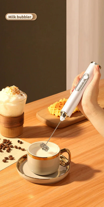 High Quality Electric Milk Frother Foam Maker Handheld USB Rechargeable Foamer High Speeds Drink Mixer Coffee Frothing Wand.