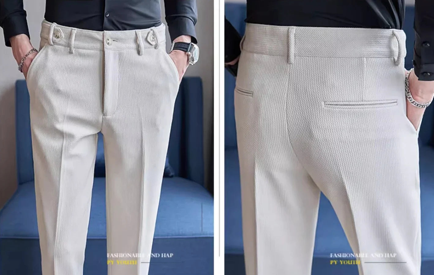 Navy Men's Suit Pants, White Black Trousers, Gray Khaki Pantalones Hombre Fashion Slim Male Pant, 28 29 30 31 32 33 34 36.