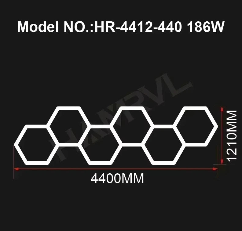 Hexagon LED lighting for Garage Barbecue Shop Barbershop Gym Bar Car Detailing Showroom 4S Workshop Ceiling Light Honeycomb Tube