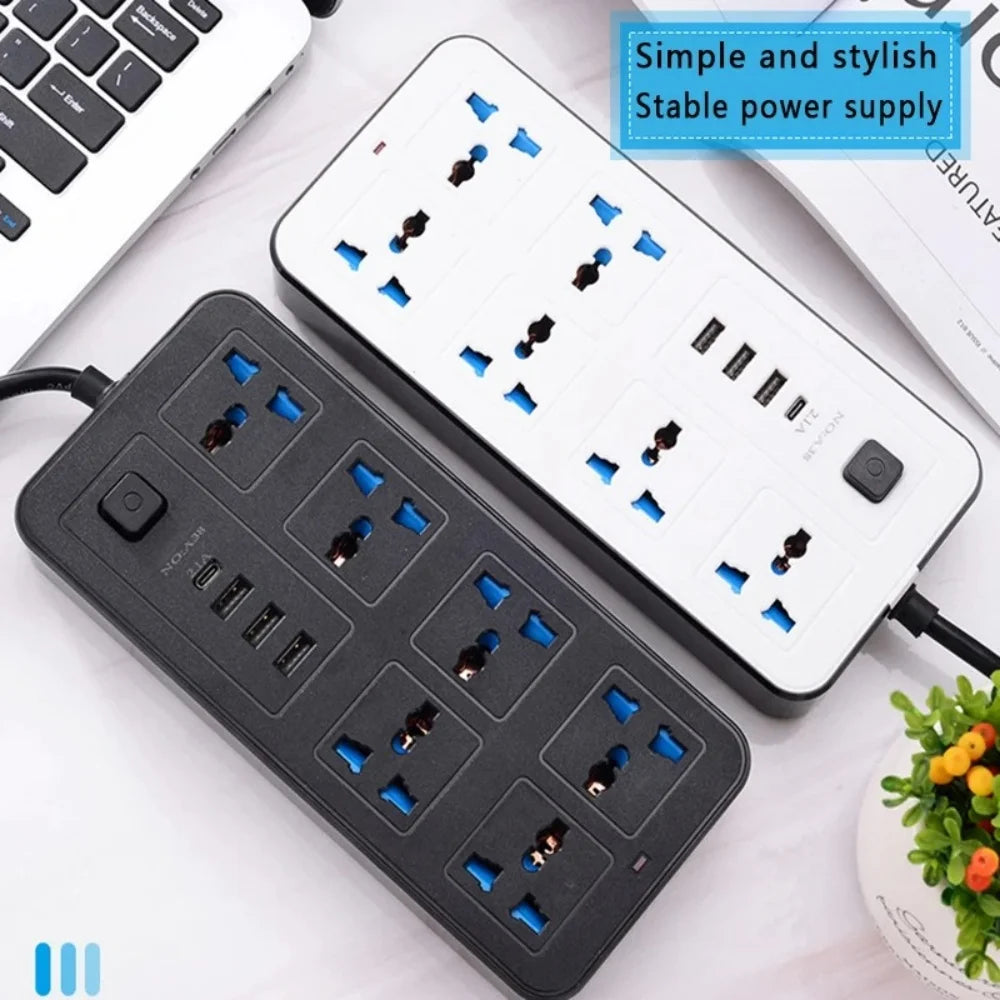 Power Multi Tap Universal Stecker EU US UK Steckdose Steckdosenleiste mit 2 m Verlängerungskabel AC Typ C USB Port Ladung Steckdose.
