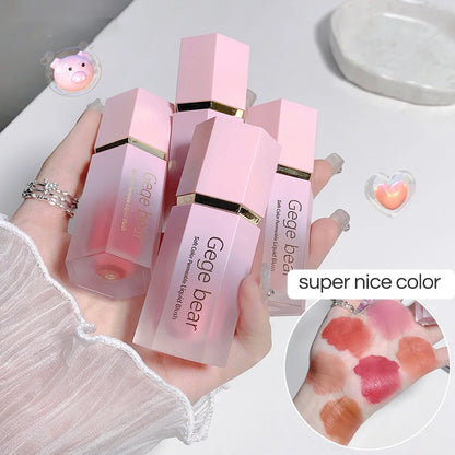 Gege Bear Liquid Blush Cream 6 Colors Smooth Velvet Matte Pink Blusher Natural Easy To Smudge.