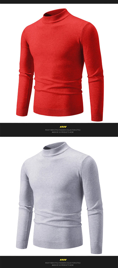 New Autumn Winter Designer Fashion Half Turtleneck Knitted Sweater High Quality Mens Casual Solid Color Warm Women Sweaters.