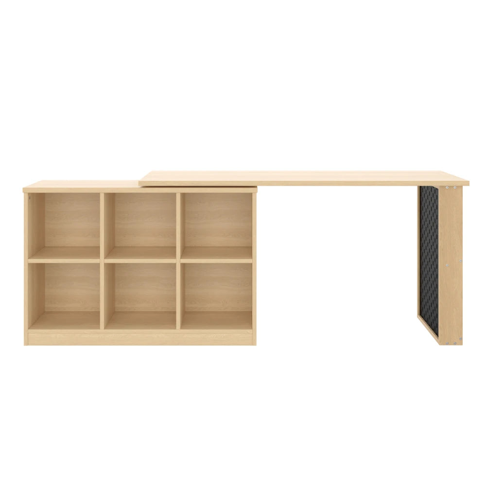 140 x 104 x 75 cm großer multifunktionaler Büroschreibtisch, sechsfacher Aufbewahrungsschrank + Regal, perforierte Platte + Regal, langlebige, austauschbare Form