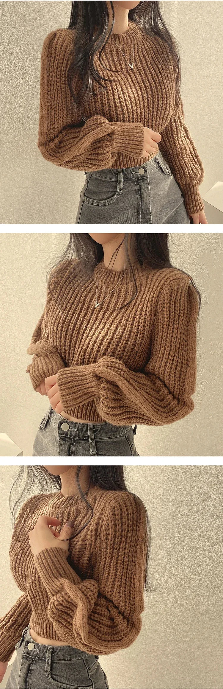 Lose Vintage Harajuku Laterne Langarm Frauen Pullover Koreanische Herbst Winter Strickwaren Weiche Warme Tops Chic Solide Femme Pullover.