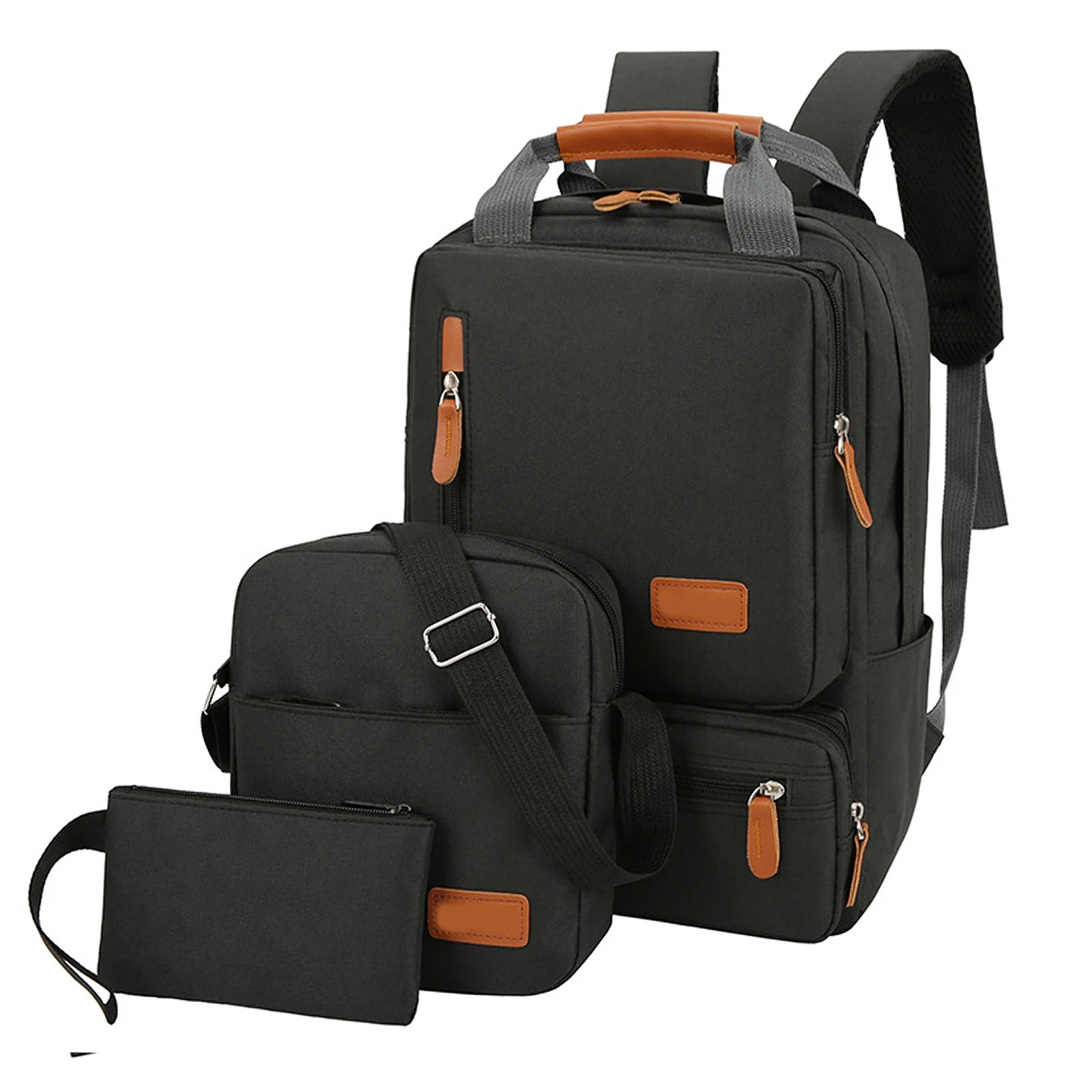 New casual men's shoulder bag set of three outdoor travel computer backpack men's shoulder bag.