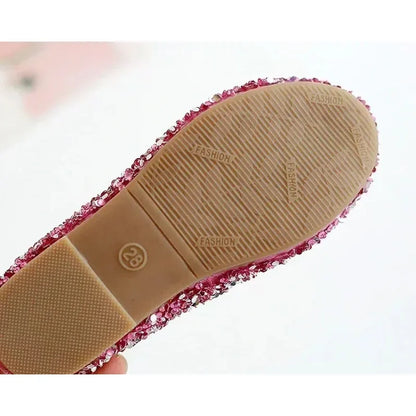 2025 Spring 1 to 12 years old girls dress shoes Beauty Pointed Toe Teen Girl Leather Shoes Bling Princess Wedding Shoes