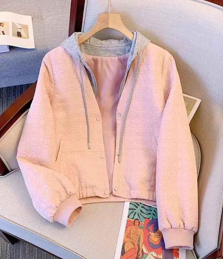 Frühling Herbst Damen Bomberjacken mit Kapuze, kurz, Vintage-Angebot, neu in Outerwears, weibliche Baseball-Fliegermäntel, eleganter Verkauf.