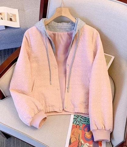 Frühling Herbst Damen Bomberjacken mit Kapuze, kurz, Vintage-Angebot, neu in Outerwears, weibliche Baseball-Fliegermäntel, eleganter Verkauf.