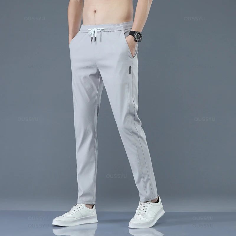 OUSSYU Brand New Spring Summer Men's Casual Pants Slim Pant Straight Thin Trousers Male Fashion Stretch Khaki Jogging 28-38.