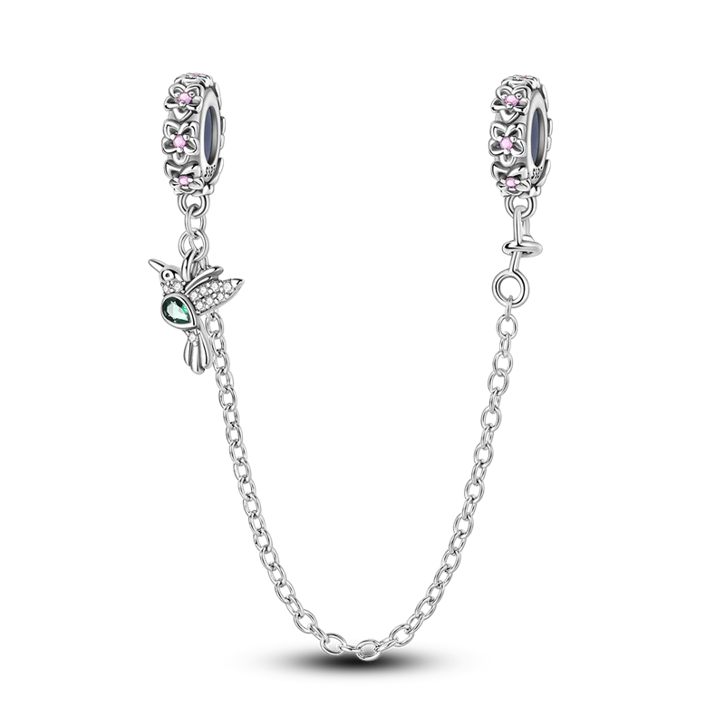 Silver Clasp 925 Sterling Silver CZ pave Clip Charms Daisy Beads Stopper Safety Chain fit Original Bangle Bracelet Jewelry Clip