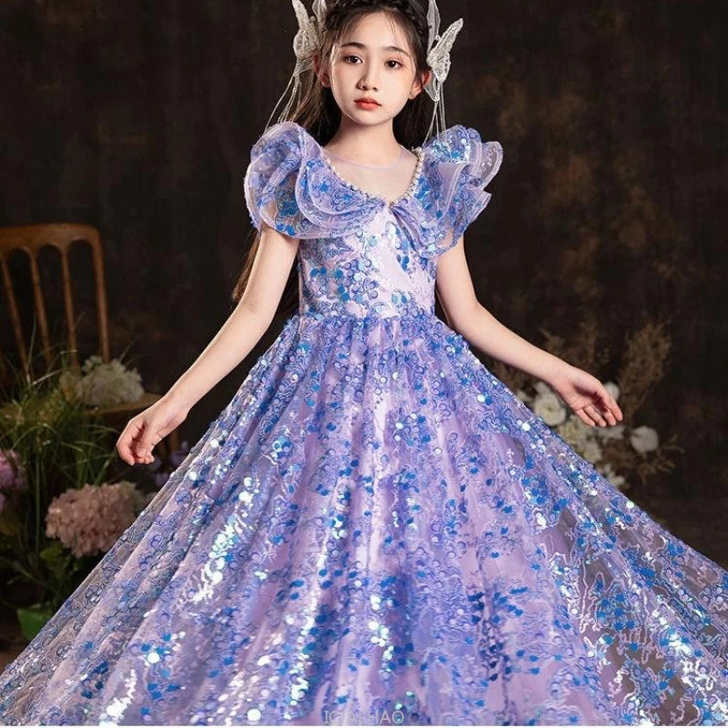 Elegante Mädchen Prinzessin Geburtstag Party Blumenmädchen Hochzeit Schönheit Kleid Kinder Leistung Weiß Rosa Tutu für formelle Anlässe.