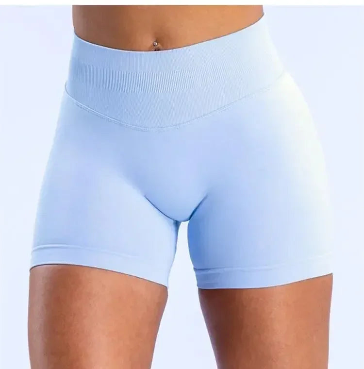 Summer High Waisted Yoga Shorts Women  Fashionable and Sexy Running Fitness Pants Solid Color High Elastic Yoga Leggings.