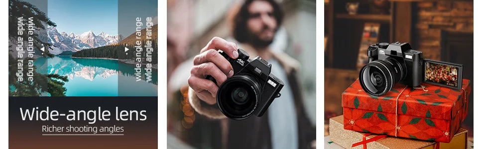 NBD 4K Digital Cameras for Photography,48MP Camera,Travel Vlogging Cameras with 16X Digital Zoom,180°Flip Screen,52mm Macro Lens.