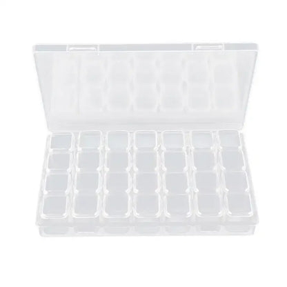 Clear Storage Box 28 Grids Separate Slots Jewelry Beads Nail Art Rhinestones Organizer Display Case for Craft Tools.